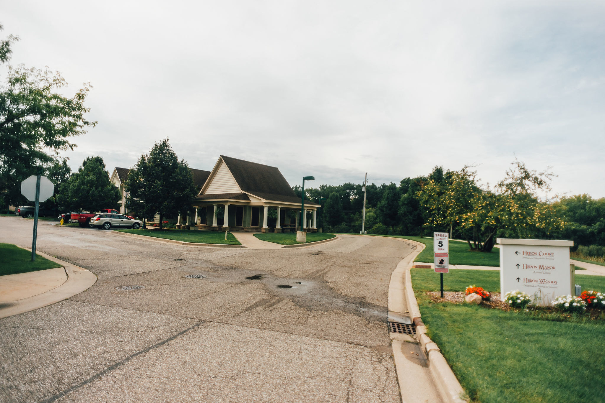 driveway to apartment community